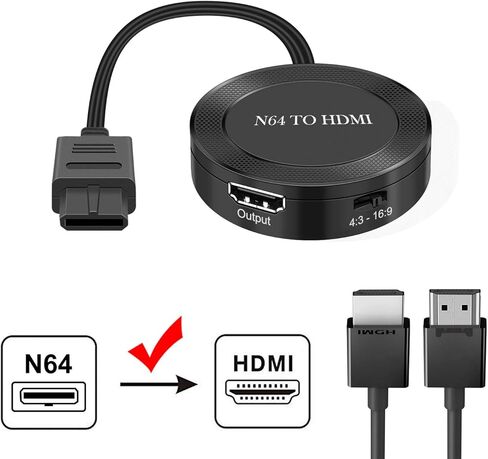 محول HDMI N64، محول N64 الى HDMI، التوصيل والتشغيل استعادة شاشة الالعاب الاصلية، كيبل توصيل HD لـ N64/ NGC / SNES in Kuwait