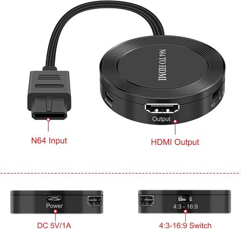 محول HDMI N64، محول N64 الى HDMI، التوصيل والتشغيل استعادة شاشة الالعاب الاصلية، كيبل توصيل HD لـ N64/ NGC / SNES in Kuwait