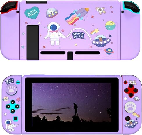 حافظة ECHZOVE Switch اللامعة، حافظة لطيفة مع واقي شاشة من الزجاج المقسى وأغطية قبضة الإبهام - صاروخ in Saudi Arabia