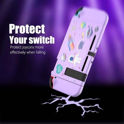 حافظة ECHZOVE Switch اللامعة، حافظة لطيفة مع واقي شاشة من الزجاج المقسى وأغطية قبضة الإبهام - صاروخ in Saudi Arabia