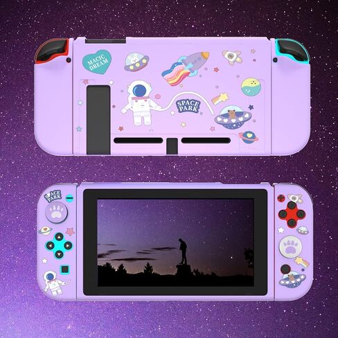 حافظة ECHZOVE Switch اللامعة، حافظة لطيفة مع واقي شاشة من الزجاج المقسى وأغطية قبضة الإبهام - صاروخ in Saudi Arabia