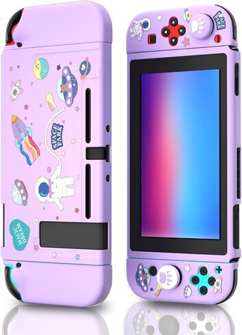 حافظة ECHZOVE Switch اللامعة، حافظة لطيفة مع واقي شاشة من الزجاج المقسى وأغطية قبضة الإبهام - صاروخ in Saudi Arabia