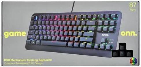 او ان ان. كيبورد العاب ميكانيكي RGB 87 مفتاح، تصميم مدمج بدون مفتاح (TKL) - اسود in Kuwait