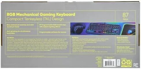 او ان ان. كيبورد العاب ميكانيكي RGB 87 مفتاح، تصميم مدمج بدون مفتاح (TKL) - اسود in Kuwait