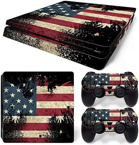 Compatible with PS4 Slim Console Skin USA Flag Vinyl Wrap (Multi) in Kuwait