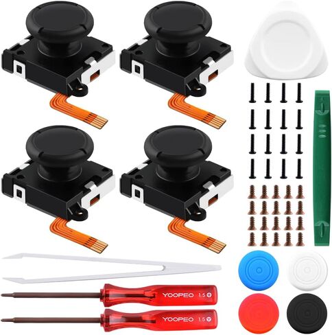 استبدال عصا التحكم Gulikit Joycon لجهاز تحكم Nintendo Switch Joy-Con & Switch Lite/Switch OLED، مجموعة أدوات إصلاح عصا التحكم بمستشعر القاعة اليسرى/اليمين مع مقابض عصا التحكم وعصا التحكم (زوجان) in Kuwait