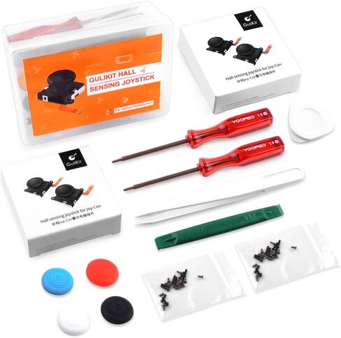 استبدال عصا التحكم Gulikit Joycon لجهاز تحكم Nintendo Switch Joy-Con & Switch Lite/Switch OLED، مجموعة أدوات إصلاح عصا التحكم بمستشعر القاعة اليسرى/اليمين مع مقابض عصا التحكم وعصا التحكم (زوجان) in Kuwait