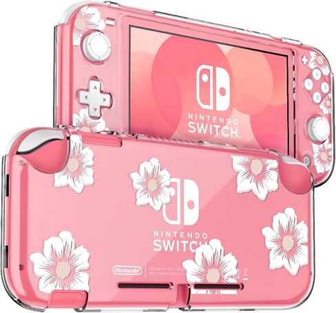 DLseego Peach Blossom Pink Flower Floral Clear Switch Lite Protective Case 2-Piece Split Full Wrap PC Hard Shell Anti-Scratch All-Round Protection Cover for Switch 2019 Model in Kuwait