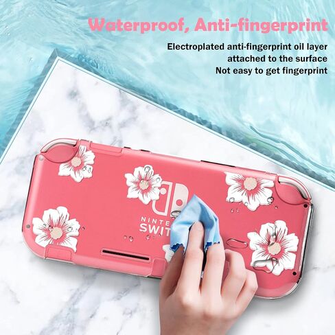 DLseego Peach Blossom Pink Flower Floral Clear Switch Lite Protective Case 2-Piece Split Full Wrap PC Hard Shell Anti-Scratch All-Round Protection Cover for Switch 2019 Model in Kuwait