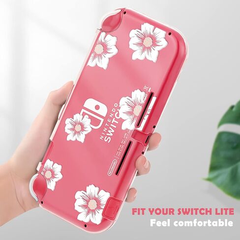 DLseego Peach Blossom Pink Flower Floral Clear Switch Lite Protective Case 2-Piece Split Full Wrap PC Hard Shell Anti-Scratch All-Round Protection Cover for Switch 2019 Model in Kuwait