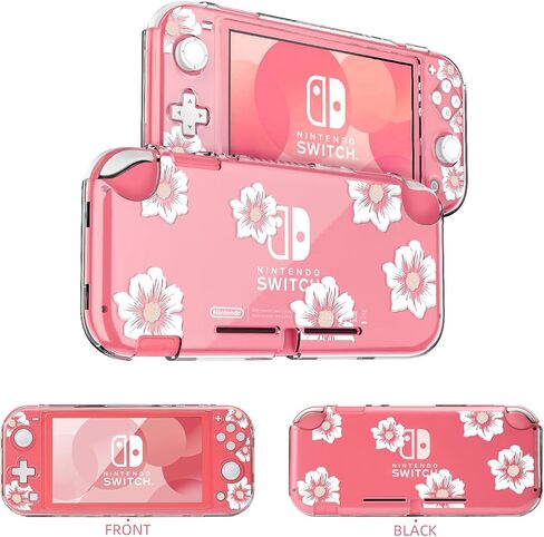 DLseego Peach Blossom Pink Flower Floral Clear Switch Lite Protective Case 2-Piece Split Full Wrap PC Hard Shell Anti-Scratch All-Round Protection Cover for Switch 2019 Model in Kuwait