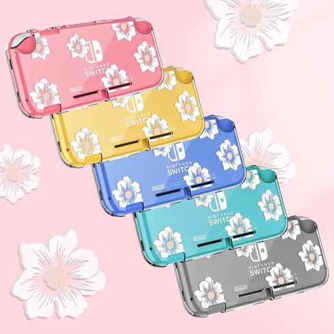 DLseego Peach Blossom Pink Flower Floral Clear Switch Lite Protective Case 2-Piece Split Full Wrap PC Hard Shell Anti-Scratch All-Round Protection Cover for Switch 2019 Model in Kuwait