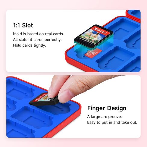 حافظة بطاقة ألعاب سويتش مكونة من 24 فتحة متوافقة مع ألعاب سويتش وبطاقات SD، منظم حامل الألعاب مناسب لبطاقات ألعاب سويتش ولايت وOLED، أسود in Kuwait