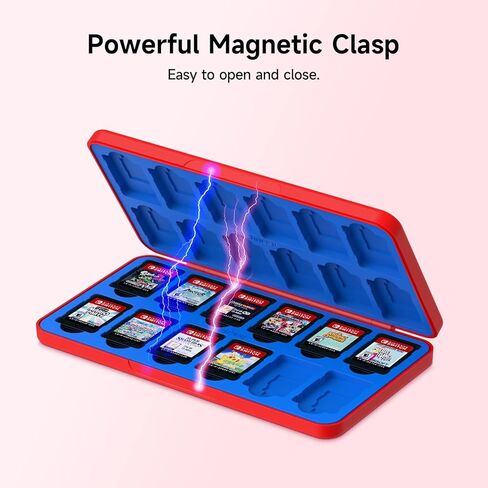 حافظة بطاقة ألعاب سويتش مكونة من 24 فتحة متوافقة مع ألعاب سويتش وبطاقات SD، منظم حامل الألعاب مناسب لبطاقات ألعاب سويتش ولايت وOLED، أسود in Kuwait