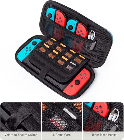 حافظة Lokigo Nintendo Switch OLED، حافظة Nintendo Switch، حقيبة حمل لجهاز Nintendo Switch للأولاد والبنات، حقيبة سفر Switch مع 16 فتحة بطاقة ألعاب لألعاب وحدة التحكم و Joy-Con، Pink Fish Mermaid in Saudi Arabia