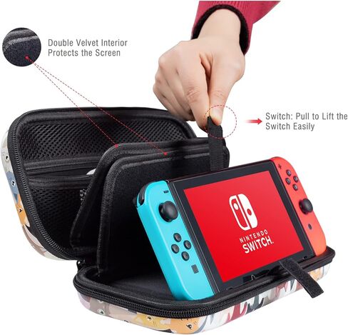 حافظة Lokigo Nintendo Switch OLED، حافظة Nintendo Switch، حقيبة حمل لجهاز Nintendo Switch للأولاد والبنات، حقيبة سفر Switch مع 16 فتحة بطاقة ألعاب لألعاب وحدة التحكم و Joy-Con، Pink Fish Mermaid in Saudi Arabia