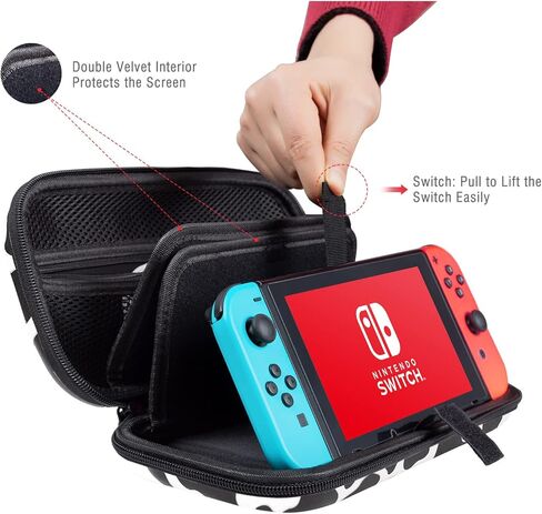 حافظة Lokigo Nintendo Switch OLED، حافظة Nintendo Switch، حقيبة حمل لجهاز Nintendo Switch للأولاد والبنات، حقيبة سفر Switch مع 16 فتحة بطاقة ألعاب لألعاب وحدة التحكم و Joy-Con، Pink Fish Mermaid in Saudi Arabia