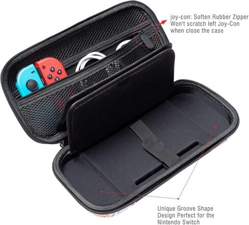 حافظة Lokigo Nintendo Switch OLED، حافظة Nintendo Switch، حقيبة حمل لجهاز Nintendo Switch للأولاد والبنات، حقيبة سفر Switch مع 16 فتحة بطاقة ألعاب لألعاب وحدة التحكم و Joy-Con، Pink Fish Mermaid in Saudi Arabia