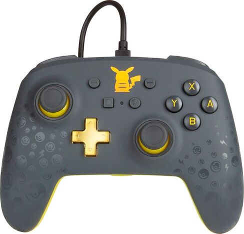 PowerA - وحدة تحكم سلكية محسنة لجهاز Nintendo Switch - Pokémon: Pikachu Gray in Kuwait