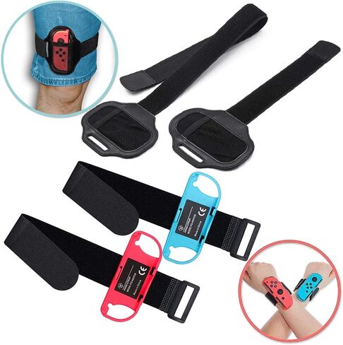 [4 عبوات] أربطة معصم وحلقة حزام للساق لجهاز Nintendo Switch Fit Adventure، ملحقات ألعاب وحدة التحكم Joy-Cons، حزام مرن قابل للتعديل للعبة التحكم Switch in Kuwait