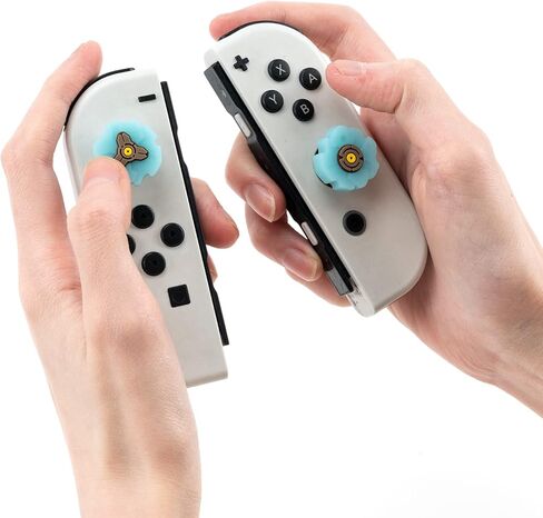 أغطية قبضة الإبهام من WISHAVEN Joycon لجهاز Nintendo Switch، غطاء عصا التحكم الناعم من السيليكون المضيء متوافق مع وحدة تحكم Nintendo Switch/OLED/Lite، 4 قطع - Zelda Lost Ruins in Kuwait