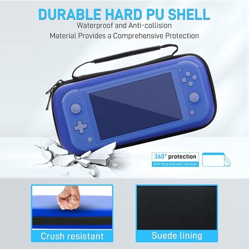 حافظة RHOTALL Switch لجهاز Nintendo Switch Lite، حقيبة حمل محمولة للسفر بلون خالص، مجموعة ملحقات 4 في 1 مع حقيبة حمل، غطاء واقي شفاف، واقي شاشة، أغطية قبضة الإبهام (أصفر) in Kuwait