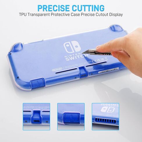 حافظة RHOTALL Switch لجهاز Nintendo Switch Lite، حقيبة حمل محمولة للسفر بلون خالص، مجموعة ملحقات 4 في 1 مع حقيبة حمل، غطاء واقي شفاف، واقي شاشة، أغطية قبضة الإبهام (أصفر) in Kuwait