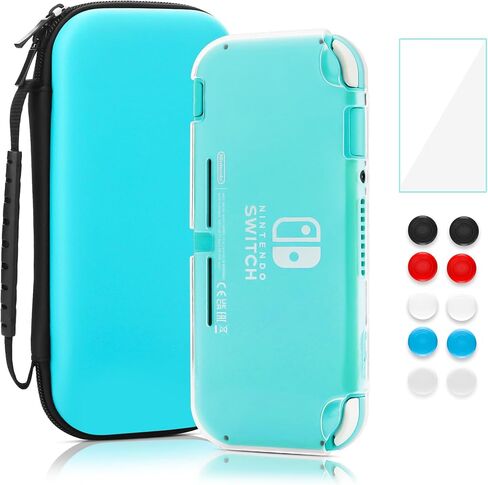 حافظة RHOTALL Switch لجهاز Nintendo Switch Lite، حقيبة حمل محمولة للسفر بلون خالص، مجموعة ملحقات 4 في 1 مع حقيبة حمل، غطاء واقي شفاف، واقي شاشة، أغطية قبضة الإبهام (أصفر) in Kuwait