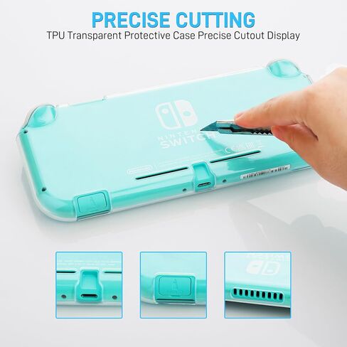 حافظة RHOTALL Switch لجهاز Nintendo Switch Lite، حقيبة حمل محمولة للسفر بلون خالص، مجموعة ملحقات 4 في 1 مع حقيبة حمل، غطاء واقي شفاف، واقي شاشة، أغطية قبضة الإبهام (أصفر) in Kuwait