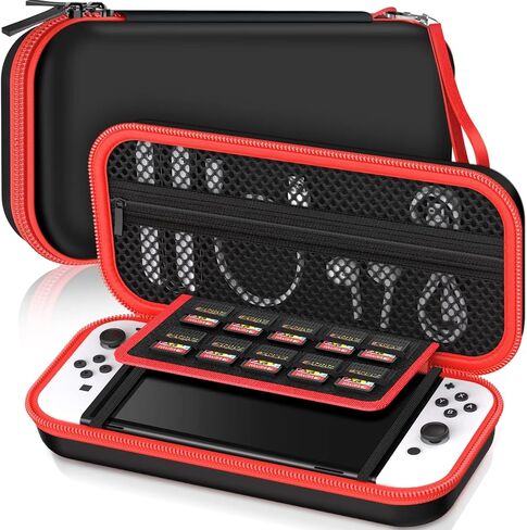 حافظة سويتش متوافقة مع وحدة تحكم نينتندو سويتش OLED/Switch، حقيبة سفر محمولة واقية بغطاء صلب مع جيوب للملحقات وتخزين 20 لعبة للأولاد والبنات in Kuwait