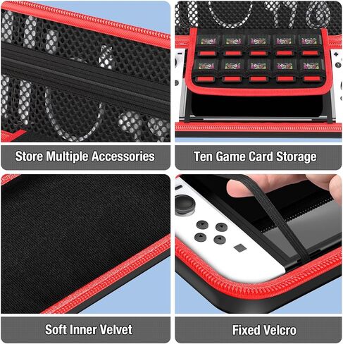 حافظة سويتش متوافقة مع وحدة تحكم نينتندو سويتش OLED/Switch، حقيبة سفر محمولة واقية بغطاء صلب مع جيوب للملحقات وتخزين 20 لعبة للأولاد والبنات in Kuwait