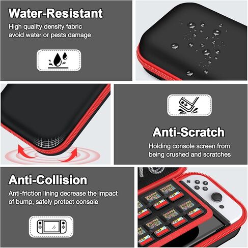 حافظة سويتش متوافقة مع وحدة تحكم نينتندو سويتش OLED/Switch، حقيبة سفر محمولة واقية بغطاء صلب مع جيوب للملحقات وتخزين 20 لعبة للأولاد والبنات in Kuwait