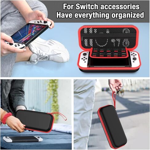 حافظة سويتش متوافقة مع وحدة تحكم نينتندو سويتش OLED/Switch، حقيبة سفر محمولة واقية بغطاء صلب مع جيوب للملحقات وتخزين 20 لعبة للأولاد والبنات in Kuwait