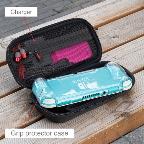 ButterFox Extra Large Carrying Case for Nintendo Switch Lite, Fits Charger, Compatible with JETech Protective Case and Most Grips, Game and Accessories Storage (BLACK) in Kuwait