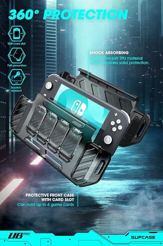 SUPCASE for Nintendo Switch Lite 2019 Case with Front Cover (Unicorn Beetle Forma), [Military-Grade Protection] [5 Game Card Storage Slots] Slim Protective Cover Accessories for Switch Lite, Black in Saudi Arabia