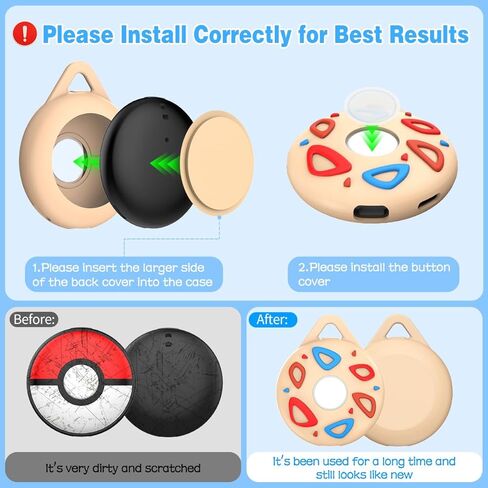 حافظة Alquar متوافقة مع Pokemon Go Plus + Case، حافظة واقية مضادة للخدش مصنوعة من السيليكون الكرتوني اللطيفة مضادة للخدش لـ Pokemon Go Plus مع 2 سلسلة مفاتيح و2 حبل - أصفر فاتح in Kuwait