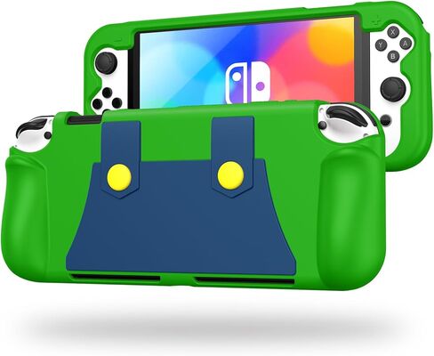 KENOBEE Silicone Case Compatible with Nintendo Switch OLED Model 2021, Soft Lightweight Ergonomic Grip Protective Cover with Shock-Absorption & Anti-Scratch Design for Switch OLED 7.0", Green in Kuwait