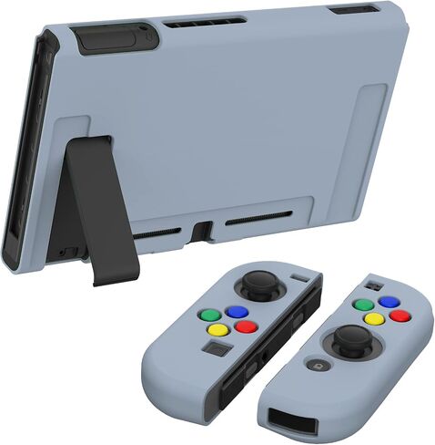حافظة واقية سوداء من PlayVital لجهاز Nintendo Switch، غطاء حماية نحيف ناعم من مادة TPU لوحدة تحكم Nintendo Switch Joycon مع أغطية أزرار ملونة ABXY in Kuwait