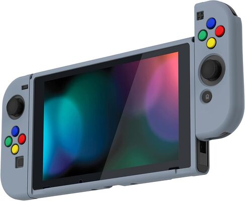 حافظة واقية سوداء من PlayVital لجهاز Nintendo Switch، غطاء حماية نحيف ناعم من مادة TPU لوحدة تحكم Nintendo Switch Joycon مع أغطية أزرار ملونة ABXY in Kuwait
