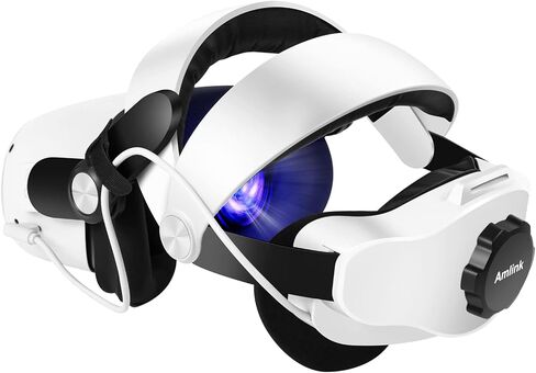 حزام الرأس AMLINK MQ2 Pro مع بطارية 5300 مللي أمبير في الساعة لـ Oculus/Meta Quest 2، حزام النخبة قابل لإعادة الشحن وقابل للتعديل لـ Quest 2 ملحقات بديلة لتعزيز الدعم والراحة in Kuwait