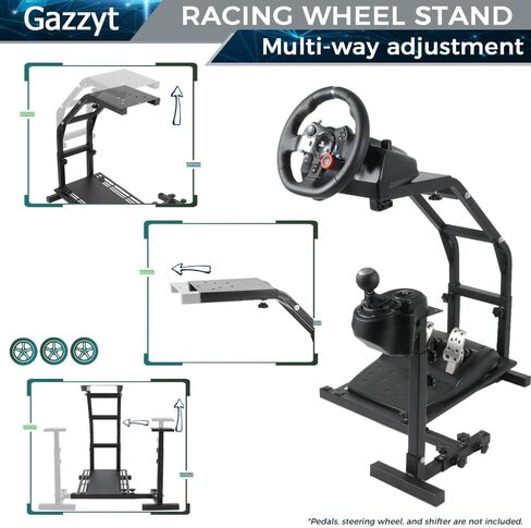 ارتفاع حامل عجلة قيادة Gazzyt Racing قابل للتعديل مناسب لـ Logitech G27 G29 G920، PXV V9، Thrustmaster T248 T300، دواسة عجلة تثبيت محاكي السباق ومحول الحركة غير متضمنين in Kuwait