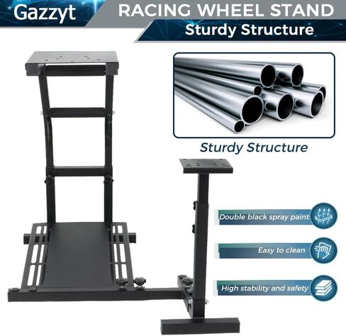 ارتفاع حامل عجلة قيادة Gazzyt Racing قابل للتعديل مناسب لـ Logitech G27 G29 G920، PXV V9، Thrustmaster T248 T300، دواسة عجلة تثبيت محاكي السباق ومحول الحركة غير متضمنين in Kuwait