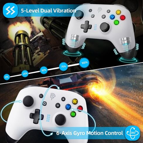 وحدة تحكم ألعاب بلوتوث EasySMX للتبديل / الكمبيوتر الشخصي / iPhone / Android، وحدات تحكم Switch Pro مع مشبك هاتف، لوحة ألعاب لاسلكية عن بعد مع ضوء LED / قابلة للبرمجة / التحكم في الحركة / الاهتزاز / توربو / الاستيقاظ in Kuwait