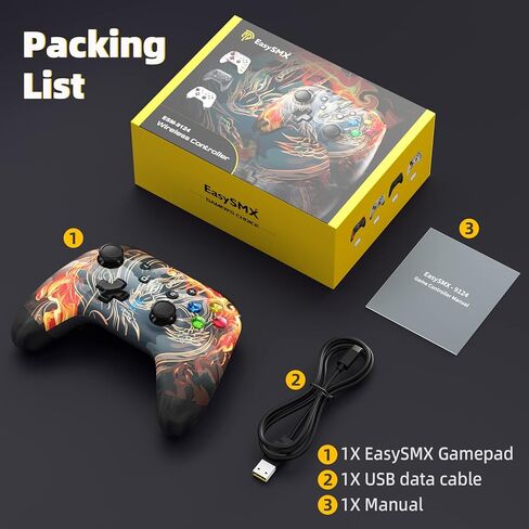 وحدة تحكم ألعاب بلوتوث EasySMX للتبديل / الكمبيوتر الشخصي / iPhone / Android، وحدات تحكم Switch Pro مع مشبك هاتف، لوحة ألعاب لاسلكية عن بعد مع ضوء LED / قابلة للبرمجة / التحكم في الحركة / الاهتزاز / توربو / الاستيقاظ in Kuwait
