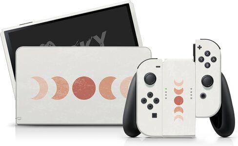 Tacky Design Moon Skin Compatible with Nintendo Switch OLED Skin - Vinyl 3M Nintendo Switch OLED Stickers Set - Cute Switch OLED Skin for Console, Dock, Joy Con Wrap - Decal Full Wrap in Saudi Arabia