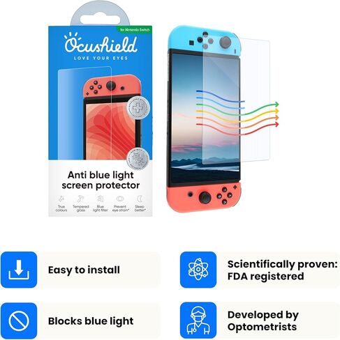 واقي شاشة من الزجاج المقوى المضاد للضوء الأزرق لجهاز نينتندو سويتش لايت - يحمي عيون الأطفال من الإجهاد والتعب in Kuwait