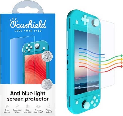 واقي شاشة من الزجاج المقوى المضاد للضوء الأزرق لجهاز نينتندو سويتش لايت - يحمي عيون الأطفال من الإجهاد والتعب in Kuwait