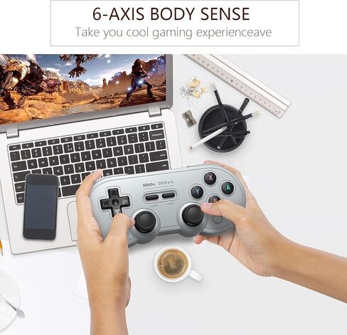 لوحة ألعاب Nargos 8BitDo SN30 Pro اللاسلكية بتقنية البلوتوث لأجهزة Nintendo Switch والكمبيوتر الشخصي وMacOS وAndroid وSteam وRaspberry Pi مع عصا تحكم كلاسيكية مزدوجة (إصدار رمادي) in Kuwait