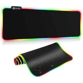 لوحة ماوس ألعاب Eebeotow RGB كبيرة لينة ماوس ماوس الفأر 14 أنماط إضاءة RGB لوحات ماوس ممتدة للمكتب مضادة للماء تعمل باليو إس بي حجم R 31.5X12 بوصة in Kuwait