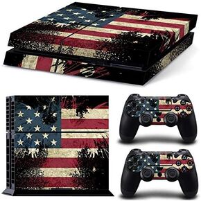 غطاء لاصق من الفينيل مطبوع عليه العلم الأمريكي لوحدة التحكم PS4 وأجهزة التحكم عن بعد